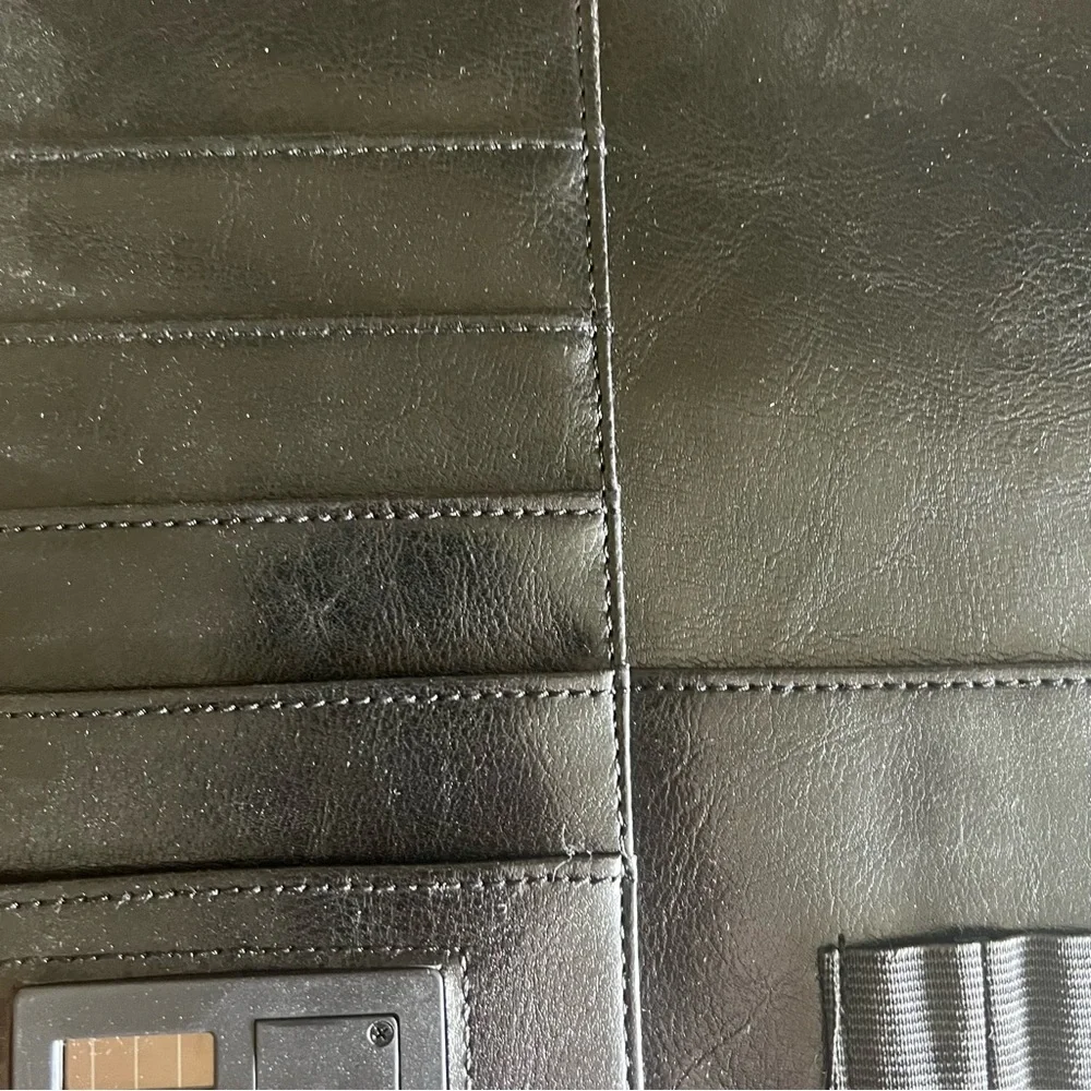 Black Professional Leather Resume Holder with Pockets and Calculator EUC